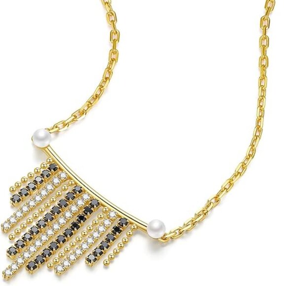 NIB Tassel Pendant Necklace. 18K plated Sterling Silver. - Picture 4 of 6